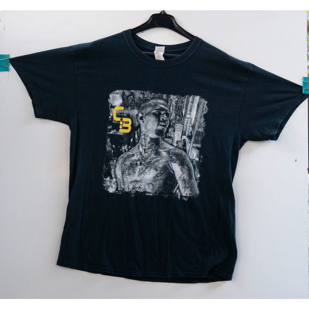 Chris Brown The Party Tour 2017 T-Shirt Black Hip Hop Short Sleeve Mens Size‎ L